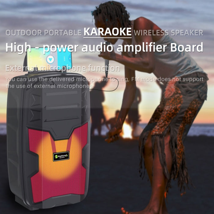 NewRixing NRG401C Altavoz inalámbrico de karaoke portátil para exteriores Amplificador de audio de alta potencia, With Mic, No Mic
