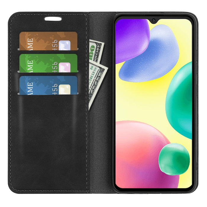 Para Xiaomi Redmi 10A Estuche para teléfono de cuero con succión magnética de piel retro, For Xiaomi Redmi 10A