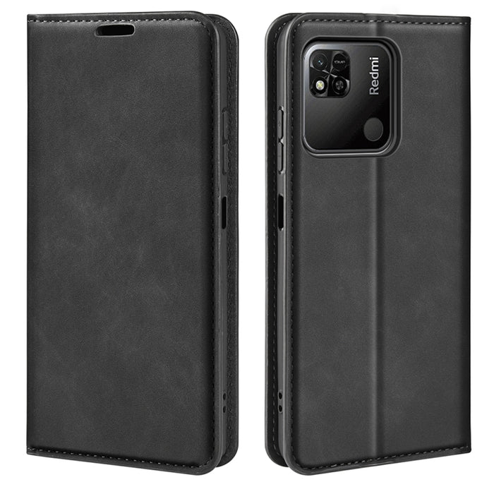 Para Xiaomi Redmi 10A Estuche para teléfono de cuero con succión magnética de piel retro, For Xiaomi Redmi 10A