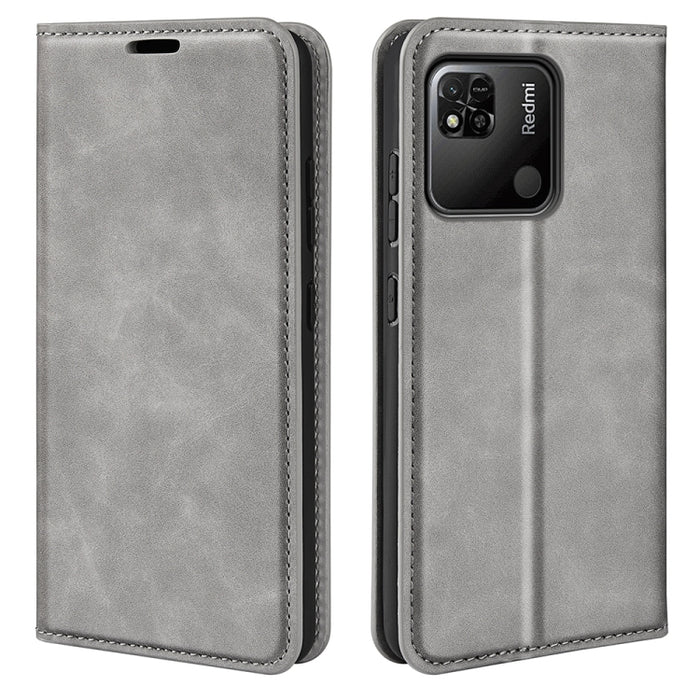 Para Xiaomi Redmi 10A Estuche para teléfono de cuero con succión magnética de piel retro, For Xiaomi Redmi 10A