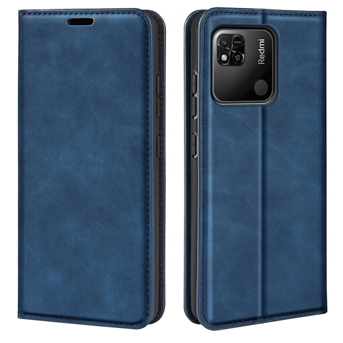 Para Xiaomi Redmi 10A Estuche para teléfono de cuero con succión magnética de piel retro, For Xiaomi Redmi 10A
