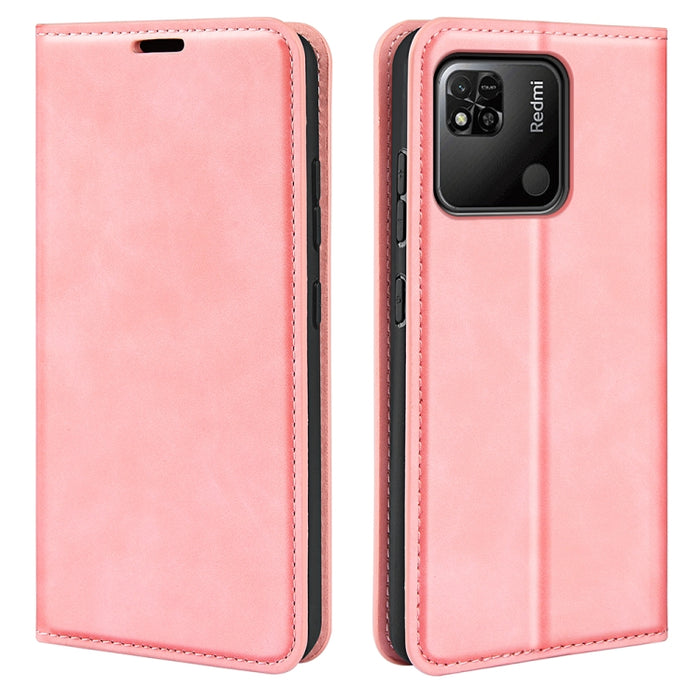Para Xiaomi Redmi 10A Estuche para teléfono de cuero con succión magnética de piel retro, For Xiaomi Redmi 10A