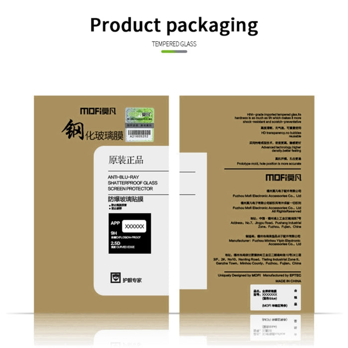 Película de vidrio templado de pantalla completa MOFI 9H 2.5D, For Xiaomi Redmi 10C, For Xiaomi Redmi K40S, For Huawei Nova 9 SE