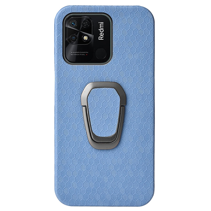 Para Xiaomi Redmi 10C 4G Ring Holder Honeycomb PU Phone Case, For Xiaomi Redmi 10C 4G