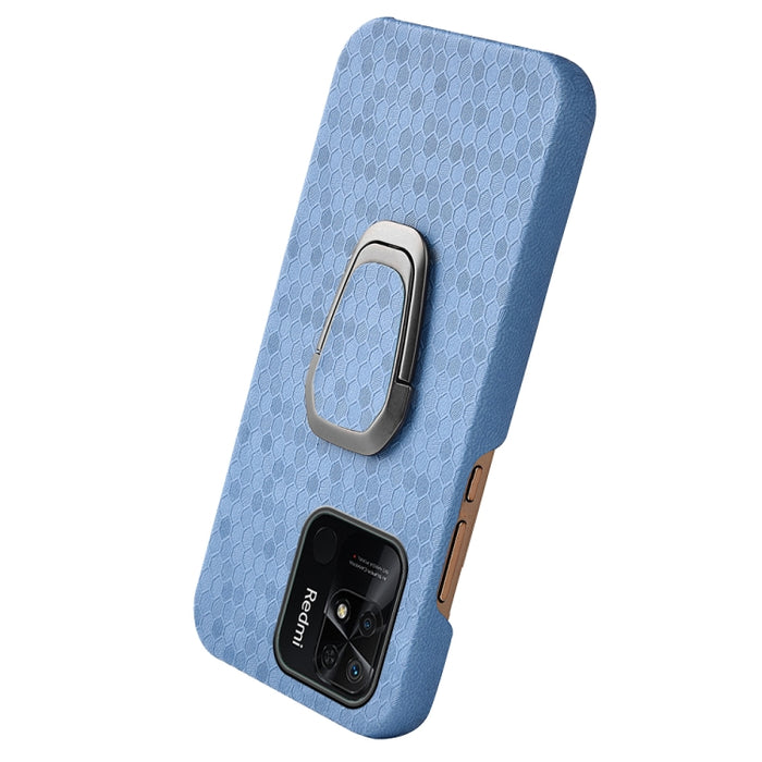 Para Xiaomi Redmi 10C 4G Ring Holder Honeycomb PU Phone Case, For Xiaomi Redmi 10C 4G
