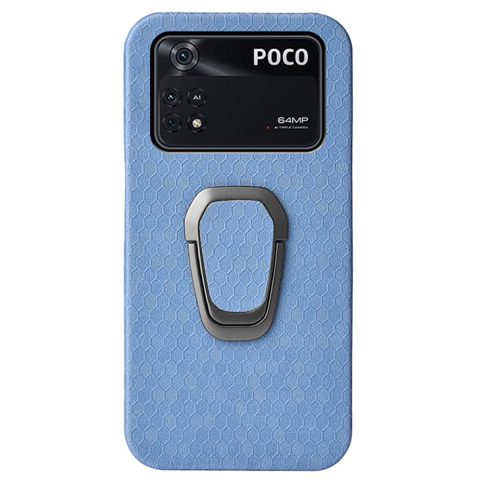 Para Xiaomi Poco M4 Pro 4G Ring Holder Honeycomb PU Phone Case, For Xiaomi Poco M4 Pro 4G