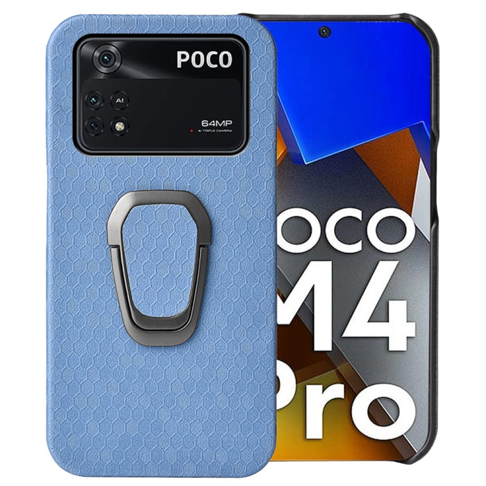 Para Xiaomi Poco M4 Pro 4G Ring Holder Honeycomb PU Phone Case, For Xiaomi Poco M4 Pro 4G