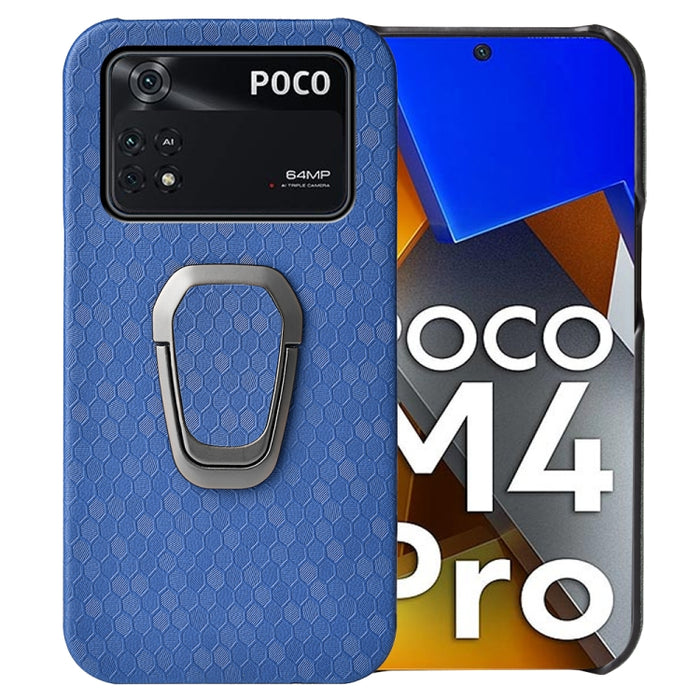 Para Xiaomi Poco M4 Pro 4G Ring Holder Honeycomb PU Phone Case, For Xiaomi Poco M4 Pro 4G
