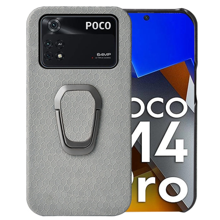 Para Xiaomi Poco M4 Pro 4G Ring Holder Honeycomb PU Phone Case, For Xiaomi Poco M4 Pro 4G