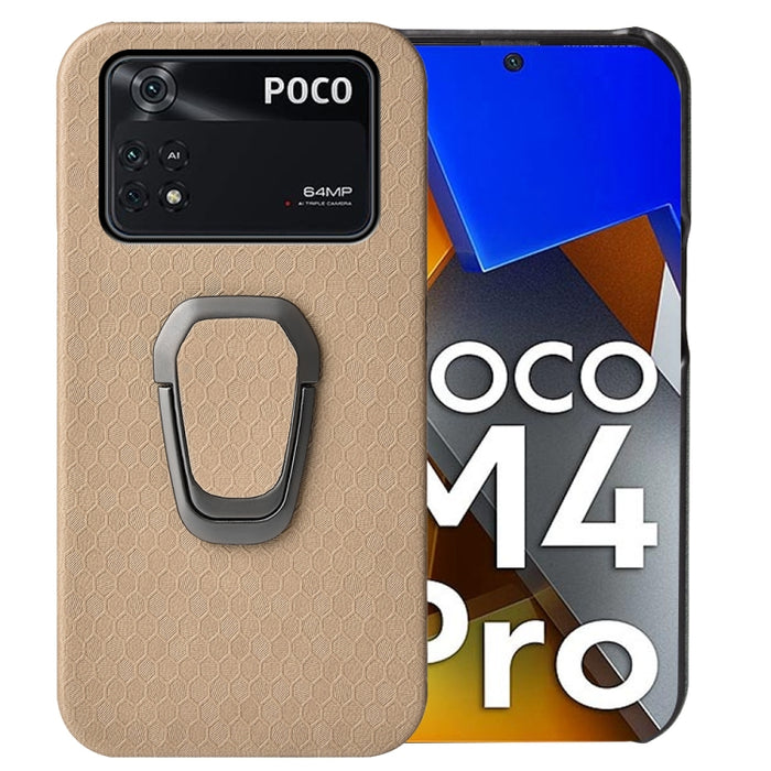Para Xiaomi Poco M4 Pro 4G Ring Holder Honeycomb PU Phone Case, For Xiaomi Poco M4 Pro 4G
