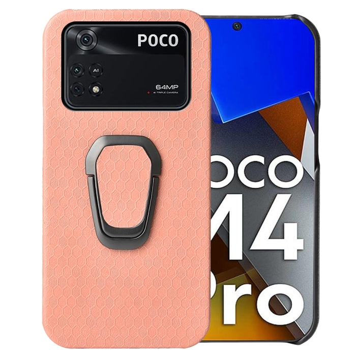 Para Xiaomi Poco M4 Pro 4G Ring Holder Honeycomb PU Phone Case, For Xiaomi Poco M4 Pro 4G