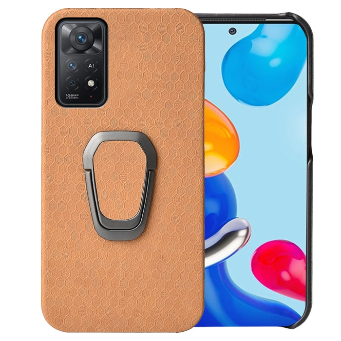 Para Xiaomi Redmi Note 11 Pro Global Ring Holder Honeycomb PU Phone Case, For Xiaomi Redmi Note 11 Pro Global