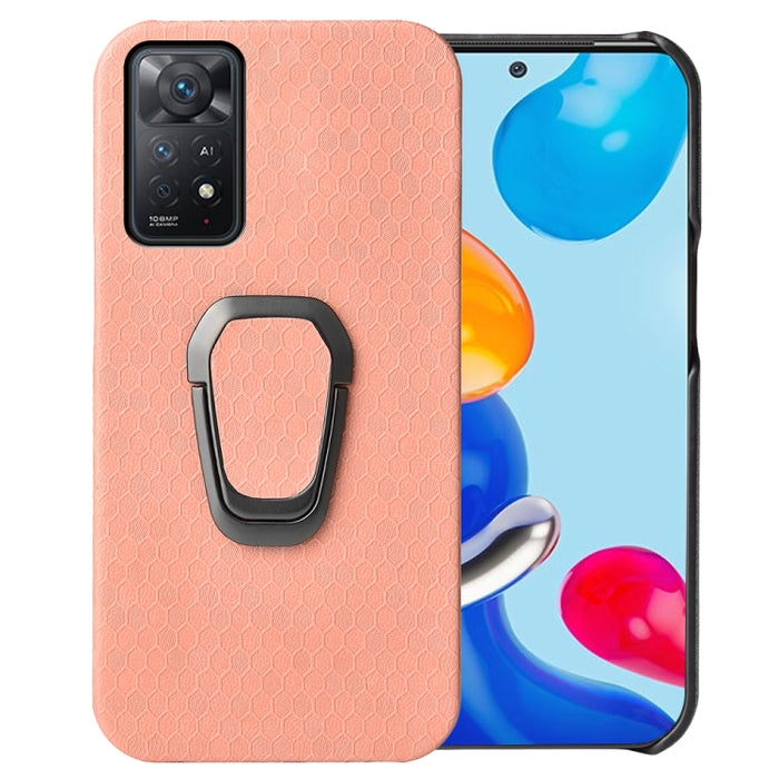 Para Xiaomi Redmi Note 11 Pro Global Ring Holder Honeycomb PU Phone Case, For Xiaomi Redmi Note 11 Pro Global