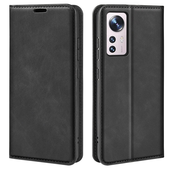 Para Xiaomi 12 Lite Funda de teléfono de cuero con succión magnética de piel retro, For Xiaomi 12 Lite