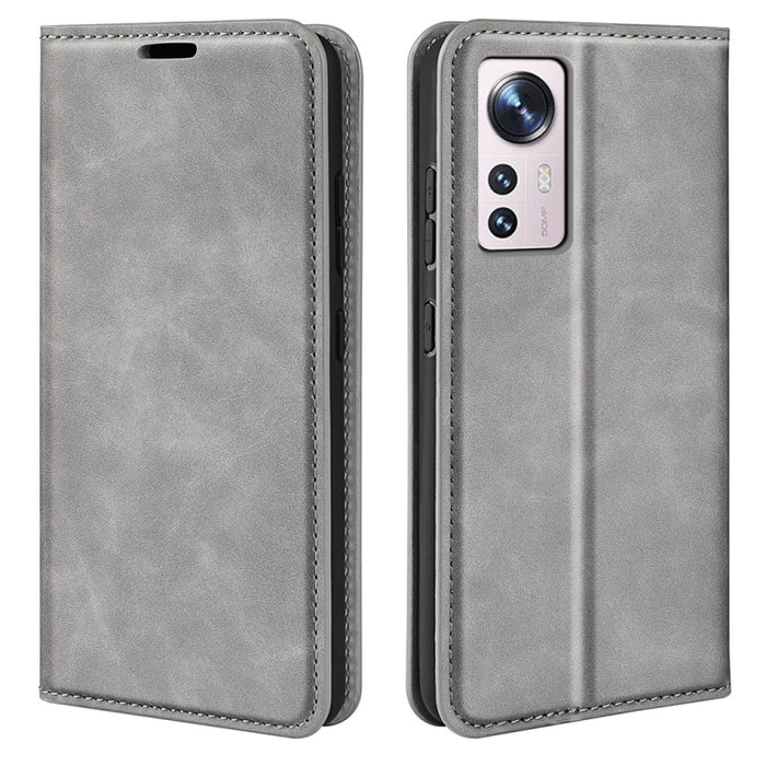 Para Xiaomi 12 Lite Funda de teléfono de cuero con succión magnética de piel retro, For Xiaomi 12 Lite