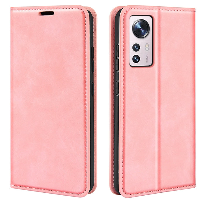 Para Xiaomi 12 Lite Funda de teléfono de cuero con succión magnética de piel retro, For Xiaomi 12 Lite