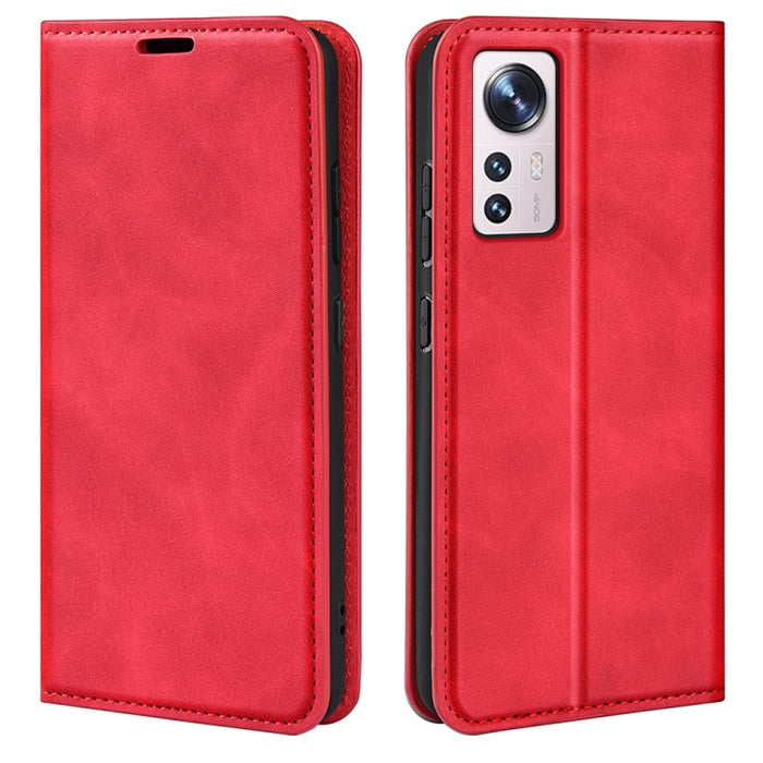 Para Xiaomi 12 Lite Funda de teléfono de cuero con succión magnética de piel retro, For Xiaomi 12 Lite