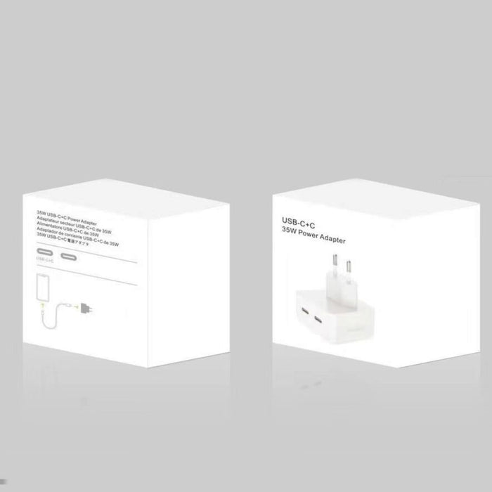 Cargador de puertos duales USB-C / Type-C PD de 35 W para iPhone / iPad Series, enchufe de la UE