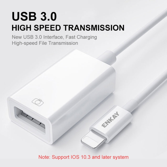 ENKAY ENK-AT108 Cable de datos adaptador OTG de 8 pines a USB 3.0 para iPhone / iPad