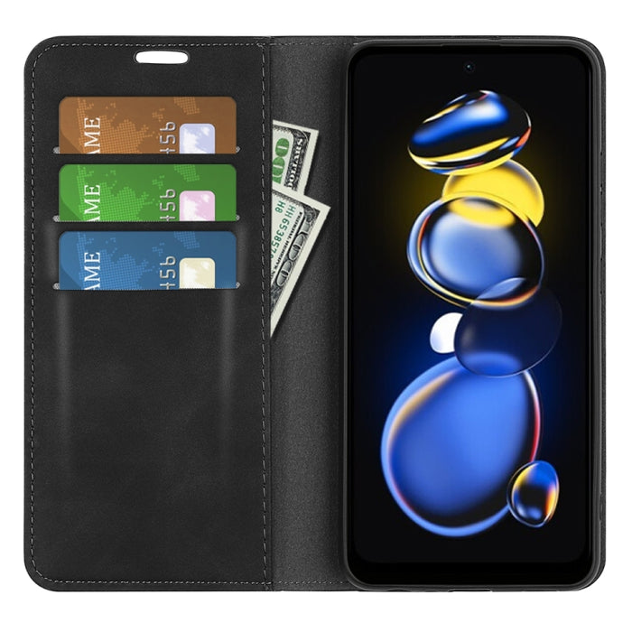 Para Xiaomi Redmi Note 11T Pro / Note 11T Pro+ Estuche para teléfono de cuero con succión magnética de piel retro, For Xiaomi Redmi Note 11T Pro