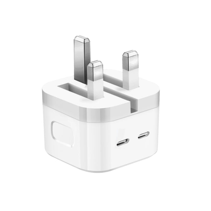 Cargador PD de 35 W con dos puertos USB-C/Tipo-C para iPhone/iPad Series, enchufe para Reino Unido