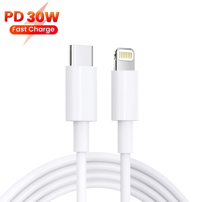 Cargador de puertos USB-C / tipo C doble PD de 35 W con cable de datos de tipo C a 8 pines, enchufe para Reino Unido, UK Plug + 1m 8 Pin Cable, UK Plug + 1.5m 8 Pin Cable, UK Plug + 2m 8 Pin Cable