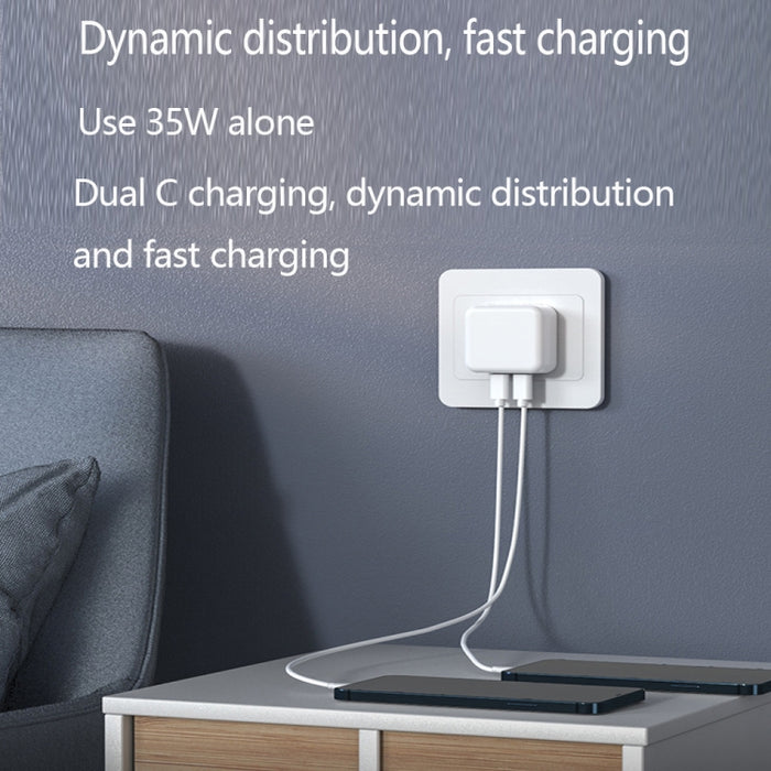 Cargador de puertos USB-C / tipo C doble PD de 35 W con cable de datos de tipo C a 8 pines, enchufe para Reino Unido, UK Plug + 1m 8 Pin Cable, UK Plug + 1.5m 8 Pin Cable, UK Plug + 2m 8 Pin Cable