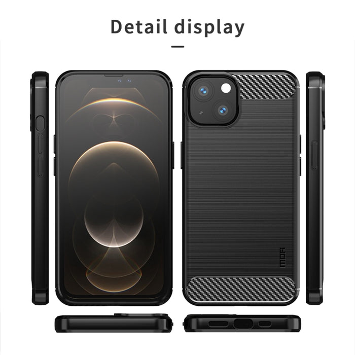 Funda de TPU suave de fibra de carbono con textura cepillada de la serie Gentleness de MOFI, For iPhone 14, For iPhone 14 Pro, For iPhone 14 Plus, For iPhone 14 Pro Max