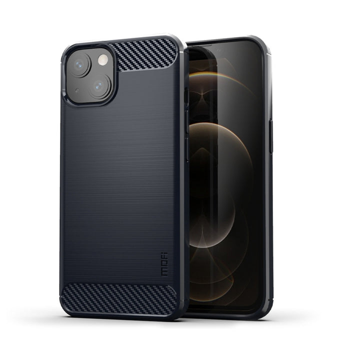 Funda de TPU suave de fibra de carbono con textura cepillada de la serie Gentleness de MOFI, For iPhone 14, For iPhone 14 Pro, For iPhone 14 Plus, For iPhone 14 Pro Max