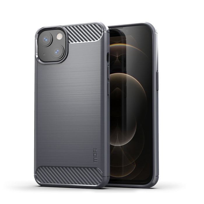 Funda de TPU suave de fibra de carbono con textura cepillada de la serie Gentleness de MOFI, For iPhone 14, For iPhone 14 Pro, For iPhone 14 Plus, For iPhone 14 Pro Max