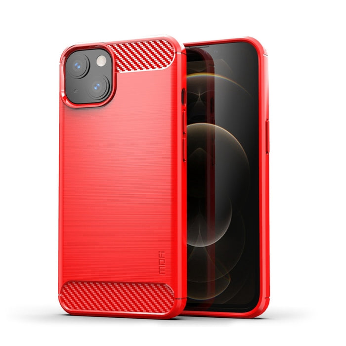 Funda de TPU suave de fibra de carbono con textura cepillada de la serie Gentleness de MOFI, For iPhone 14, For iPhone 14 Pro, For iPhone 14 Plus, For iPhone 14 Pro Max