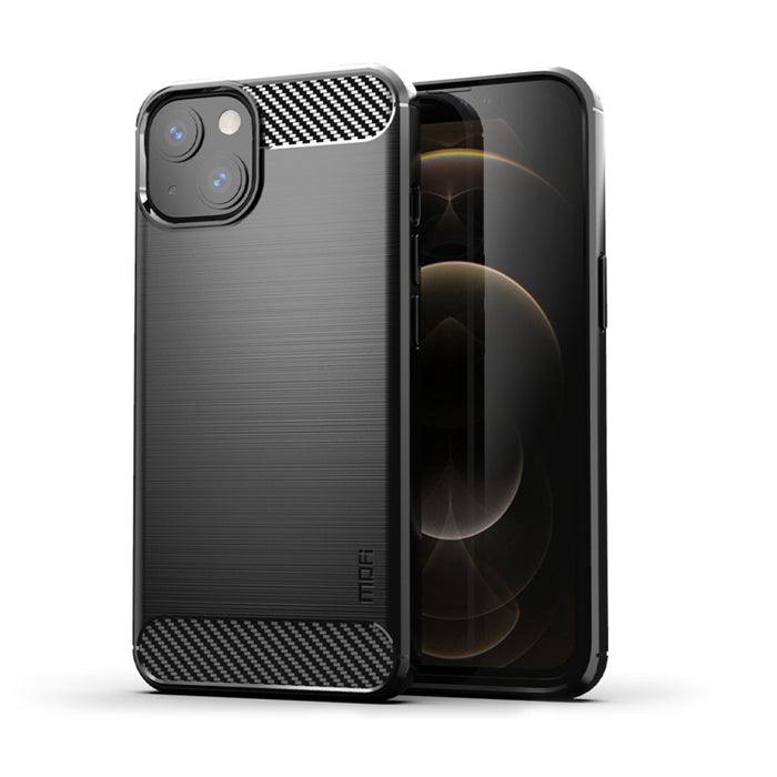 Funda de TPU suave de fibra de carbono con textura cepillada de la serie Gentleness de MOFI, For iPhone 14, For iPhone 14 Pro, For iPhone 14 Plus, For iPhone 14 Pro Max