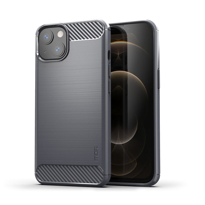 Funda de TPU suave de fibra de carbono con textura cepillada de la serie Gentleness de MOFI, For iPhone 14, For iPhone 14 Pro, For iPhone 14 Plus, For iPhone 14 Pro Max