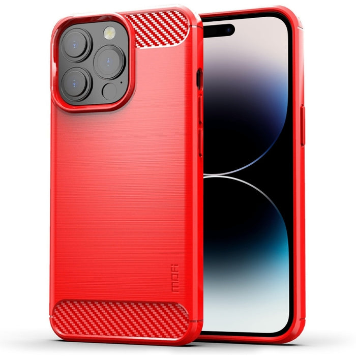 Funda de TPU suave de fibra de carbono con textura cepillada de la serie Gentleness de MOFI, For iPhone 14, For iPhone 14 Pro, For iPhone 14 Plus, For iPhone 14 Pro Max