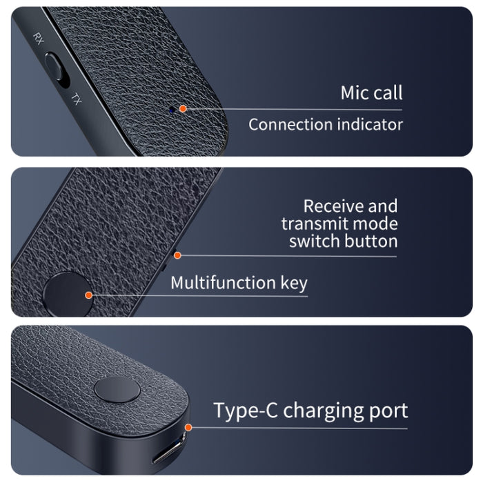 T06 2 en 1 Receptor Bluetooth 5.1 para automóvil Transmisor de audio de 3,5 mm