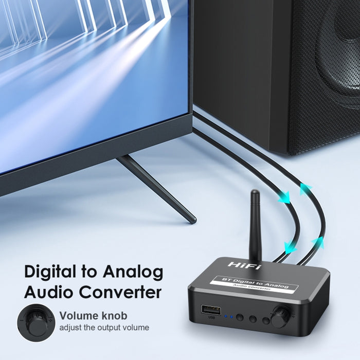 B35S Bluetooth 5.2 Receptor de música Convertidor digital a analógico compatible con fibra de disco U coaxial