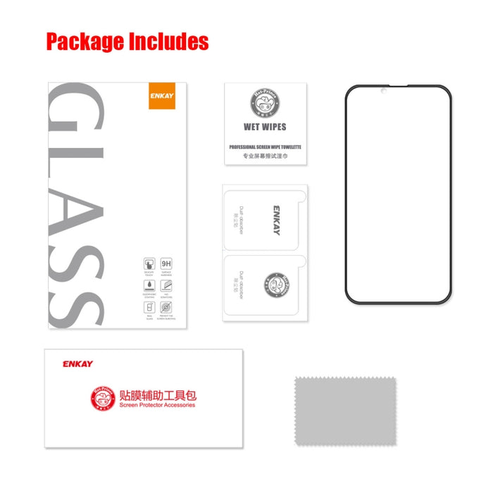 Película completa anticaída de vidrio templado con pegamento completo ENKAY para iPhone 14 Max, For iPhone 14 Plus(1 PC), For iPhone 14 Plus(2 PCS), For iPhone 14 Plus(5 PCS)