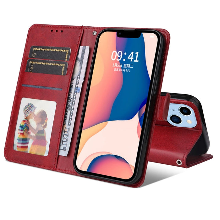 Estuche para teléfono de cuero con textura de becerro JSM para iPhone 14 Max, For iPhone 14 Plus