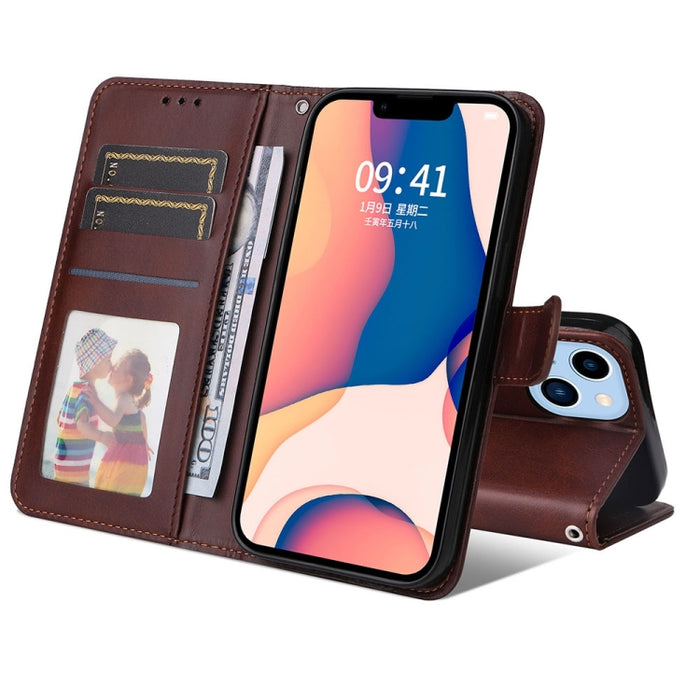 Estuche para teléfono de cuero con textura de becerro JSM para iPhone 14 Max, For iPhone 14 Plus