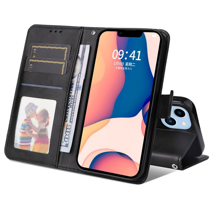 Estuche para teléfono de cuero con textura de becerro JSM para iPhone 14 Max, For iPhone 14 Plus