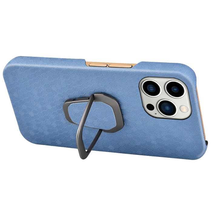 Funda de teléfono con soporte de anillo de nido de abeja PU para iPhone 14 Pro, For iPhone 14 Pro