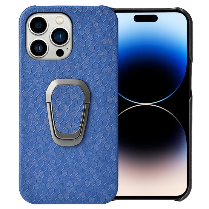 Funda de teléfono con soporte de anillo de nido de abeja PU para iPhone 14 Pro, For iPhone 14 Pro