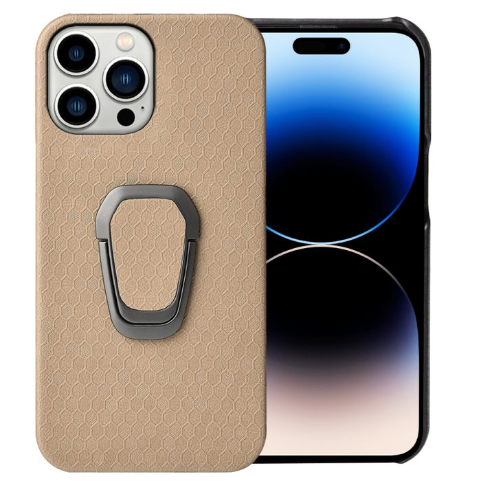 Funda de teléfono con soporte de anillo de nido de abeja PU para iPhone 14 Pro, For iPhone 14 Pro