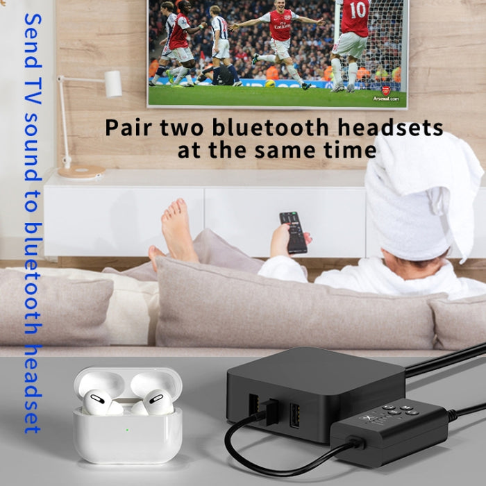 El transmisor de audio T9 de baja latencia 5.2 Bluetooth admite la serie completa APTX coaxial de fibra óptica, With USB Cable, No Cable