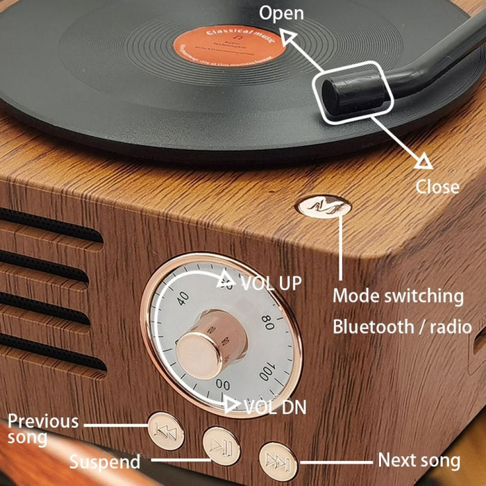 Altavoz de escritorio de audio inalámbrico retro Bluetooth atómico de vinilo T15