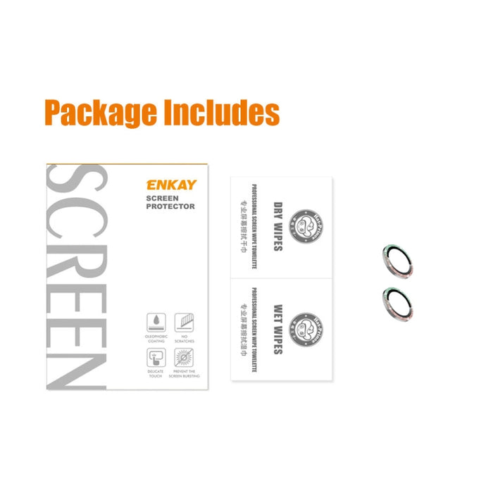 Película de vidrio templado de aleación de aluminio con lente trasera brillante ENKAY para iPhone 14/14 Max, For iPhone 14 / 14 Plus