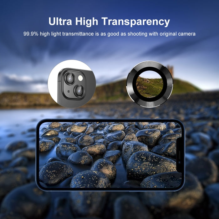 Película de vidrio templado de aleación de aluminio de lente trasera ENKAY 9H para iPhone 14/14 Max, For iPhone 14 / 14 Plus