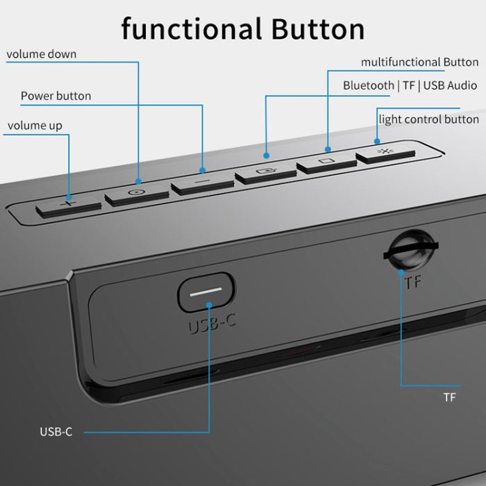 AEC BT601 RGB Light HiFi Barra de sonido Altavoz Bluetooth Cine en casa