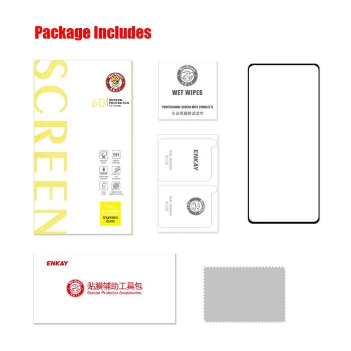 Para Xiaomi 12 Lite ENKAY Pegamento completo Vidrio templado 6D Cobertura completa Protector antiarañazos, 1 PC, 2 PCS, 5 PCS