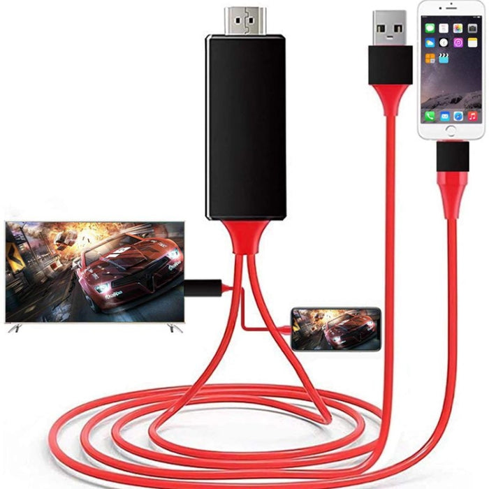 Cable adaptador de 2 m 1080P de 8 pines a HDMI, compatible con adaptador de iPhone a HDMI,, 8 Pin